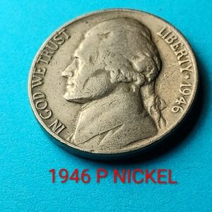 ✅❤️1946 P NICKEL CIRCULATED VINTAGE CLAD